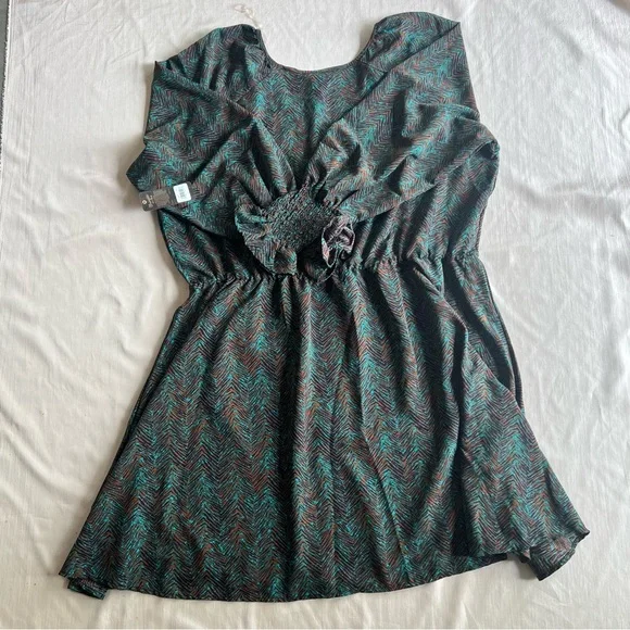 Wrangler Retro NWT Green Brown V-Neck Long Sleeve Stretchy Dress Size 3XL - Picture 7 of 9